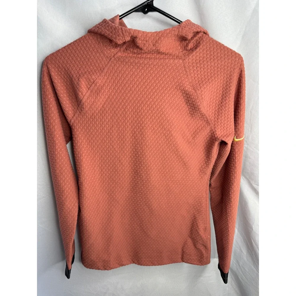 Nike Pro Dri-FIT Womens Textured Waffle Knit Hoodie Rust Orange XS DQ5590-822